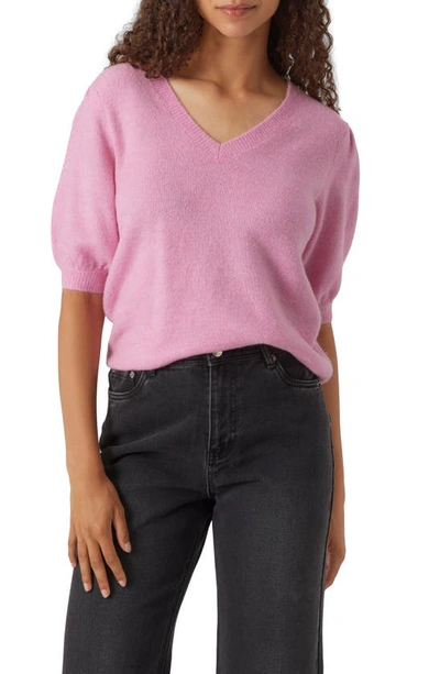 Vero Moda Elly Puff Sleeve Sweater In Pastel Lavender Deta