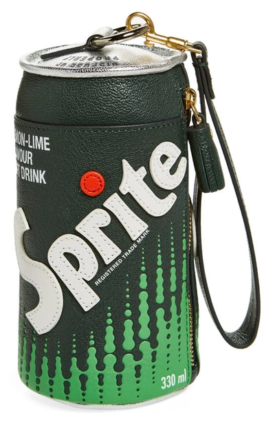 Anya Hindmarch Sprite Leather Pouch In Kelp/ Silver