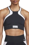 Nike Dri-fit High Neck Sports Bra In Black/ White/ White