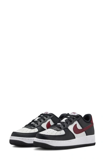 Nike Kids' Air Force 1 Gs Sneaker In Black/ Dark Red/ White/ White