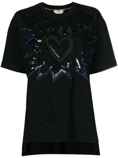 Fendi Logo Motif T-shirt In Black