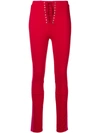 Ben Taverniti Unravel Project Unravel Project Lace-up Skinny Trousers - Red