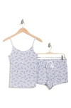 Calvin Klein Stretch Cotton Camisole & Shorts Pajamas In Confetti Hearts Grisaille