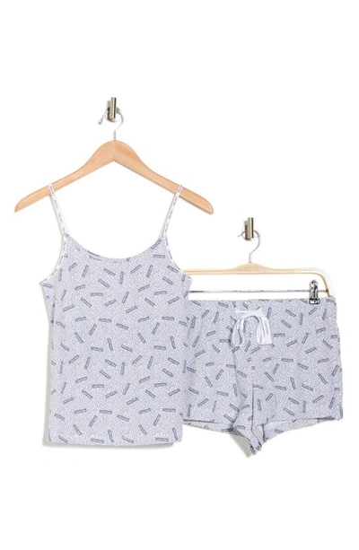 Calvin Klein Stretch Cotton Camisole & Shorts Pajamas In Confetti Hearts Grisaille