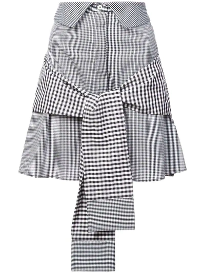 Maggie Marilyn Crowd Pleaser Tie-front Gingham Mini Skirt In Black