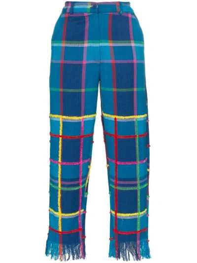 All Things Mochi Vivienne Check Trousers In Blue