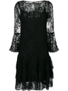 Blumarine Lace Embroidered Flared Dress - Black
