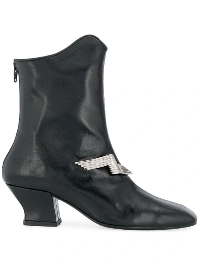 Dorateymur Han Embellished Leather Ankle Boots In Black