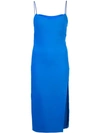 Haney Side Slit Fitted Dress In Blue