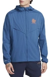 Nike Windrunner Water Repellent Upf 50+ Packable Hooded Jacket In Court Blue/ Safety Orange