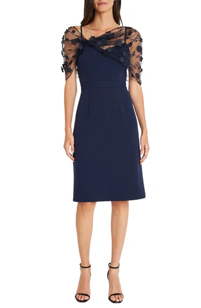 Maggy London Floral Appliqu Detail Cocktail Sheath Dress In Navy Blazer |  ModeSens