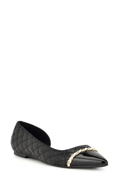 Nine West Women's Breza Slip-on Pointy Toe Dress Flats In Black Multi - Faux Leather And Faux Pate