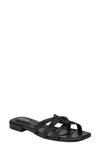 Calvin Klein Tianela Slide Sandal In Black- Faux Leather