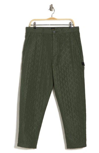 Hugo Boss Statum Quilted Ankle Pants In Dark Green