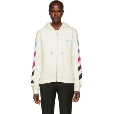 Off-white White Gradient Zip-up Hoodie