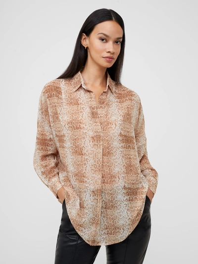 French Connection Snake Smooth Georgette Popover Shirt Snake In Brown