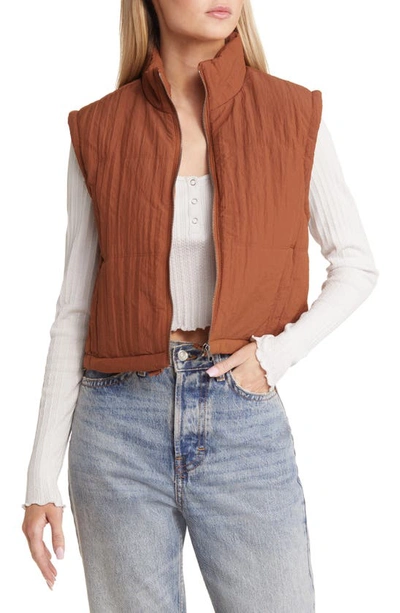 Thread & Supply Cropped Puffer Vest In Copper