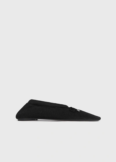 Totême Knitted Bow Ballerina Flats In Black