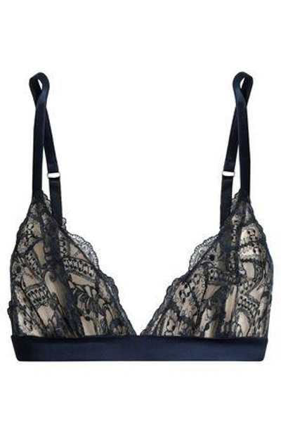 Id Sarrieri Woman Embroidered Tulle And Satin Soft-cup Triangle Bra Storm Blue