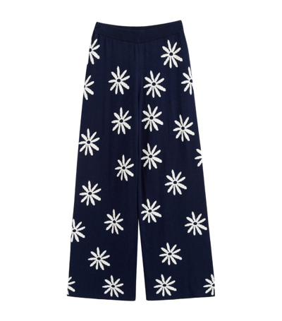Chinti & Parker Ditsy Daisy Wide-leg Trousers In Blue