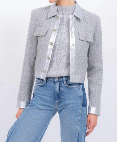 Central Park West Phoebe Metallic Jacket In Silver In Black