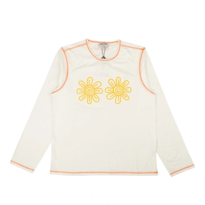 Opening Ceremony Optic White Flower Long Sleeve T-shirt In Multi