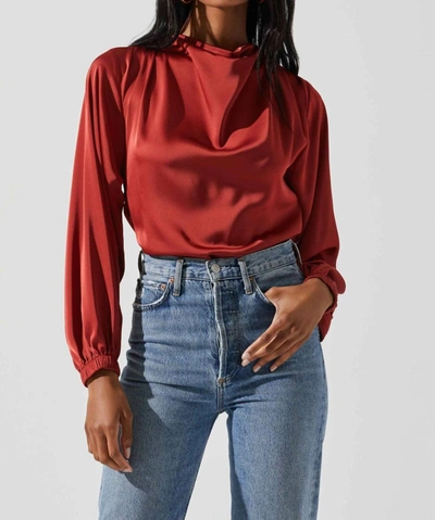 Astr Veronica Satin Cutout Top In Rust In Multi