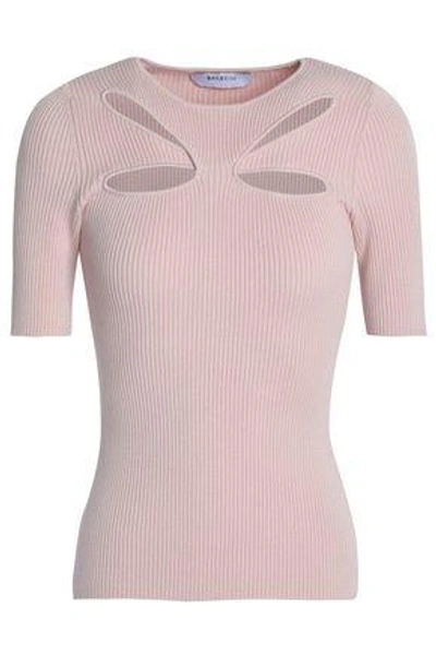 Bailey44 Bailey 44 Woman Cutout Ribbed-knit Top Pastel Pink