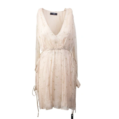 Amiri Nude Floral Print Chiffon Dress In Multi