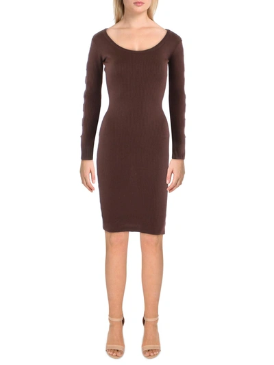 Crave Fame Womens Cut Out Sleeves U Neck Sweaterdress In Brown