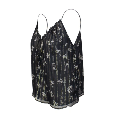 Amiri Black Floral Print Chiffon Tank Top In Multi