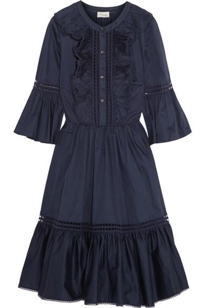 Temperley London Morganne Ruffled Cotton Mini Dress In Admiral Blue