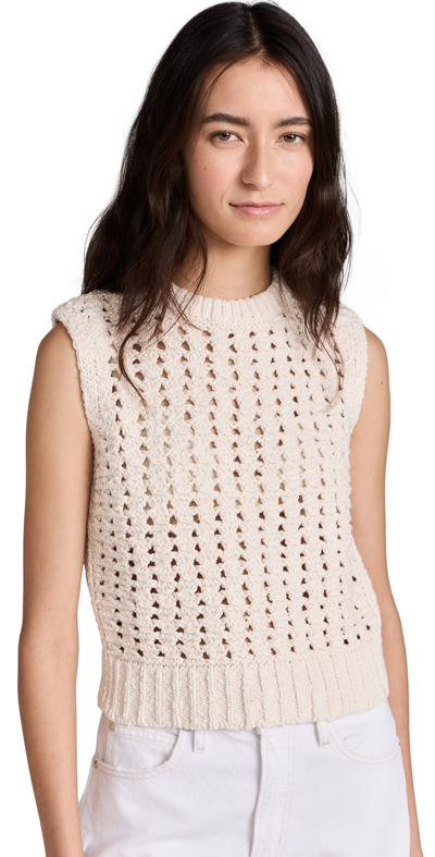 Frame Womens Cream Open-knit Cotton Knitted Waistcoat