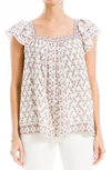 Max Studio Flutter Sleeve Top In Cream/ Wreath