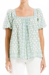 Max Studio Puff Sleeve Top In Crm/ Bl Prtty Lil Wrth