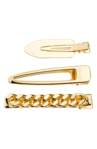 Sacai 3-piece Hair Clip Set In Gold