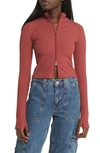 Bp. Rib Mock Neck Zip-up Jacket In Red Cowhide