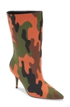 Azalea Wang Orson Pointed Toe Bootie In Orange Camo