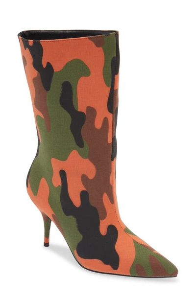 Azalea Wang Orson Pointed Toe Bootie In Orange Camo