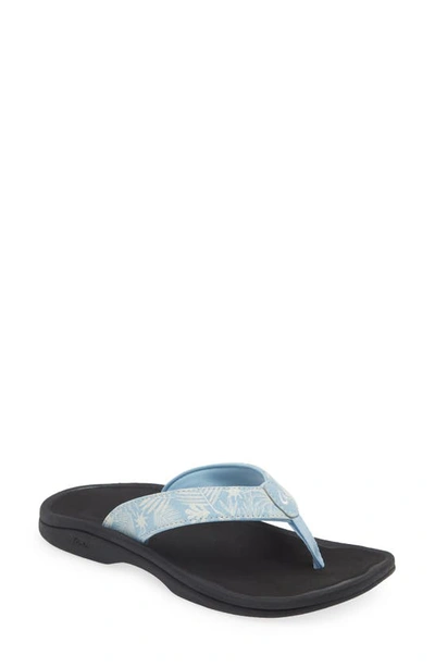 Olukai Ohana Flip Flop In Pale Blue / Black