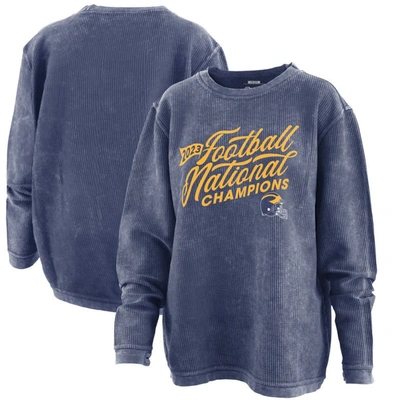 Pressbox Navy Michigan Wolverines College Football Playoff 2023 National Champions Comfy Cord Pullo