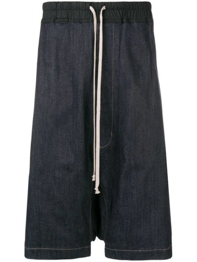 Rick Owens Drkshdw Drop Crotch Denim Shorts - Blue