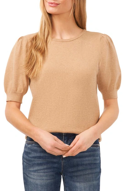 Cece Puff Sleeve Jumper In Latte Heather