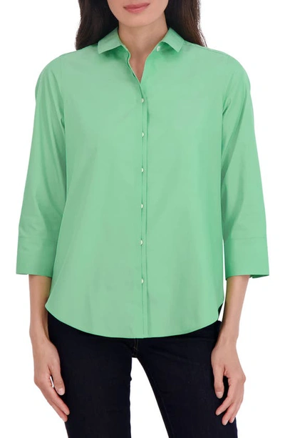 Foxcroft Charlie Cotton Button-up Shirt In New Leaf