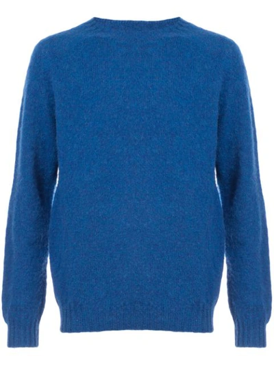 Officine Generale Shetland Wool Sweater - Cobalt Blue