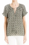 Max Studio Ruffle Sleeve Top In Army/ Ivo Prssd Lves