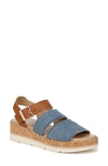 Dr. Scholl's Once Twice Espadrille Sandal In Blue Denim Fabric,faux Leather