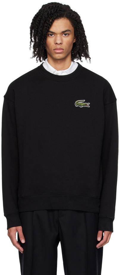 Lacoste Unisex Loose Fit Crocodile Badge Sweatshirt In Black