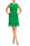 Nina Leonard Sleeveless Lace Dress In Bright Green