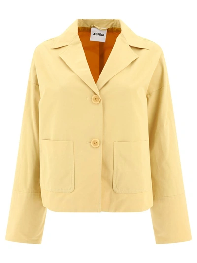 Aspesi Cotton Canvas Jacket In Yellow